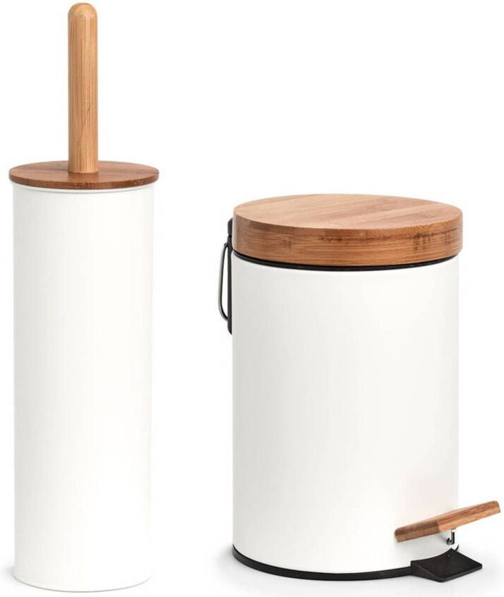 Zeller Toilet accessoires set WC-borstel pedaalemmer 3L wit Toiletaccessoireset