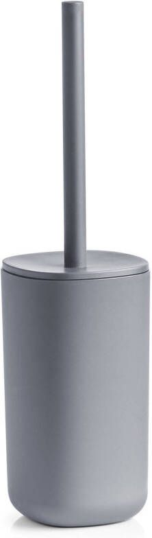 Zeller WC Toiletborstel in houder kunststof grijs D9 x 35 cm modern Toiletborstels