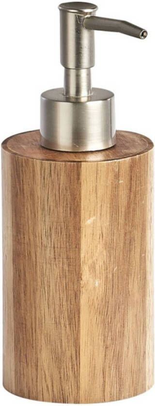 Zeller Zeeppompje dispenser acacia hout D7 x H18 cm Zeeppompjes