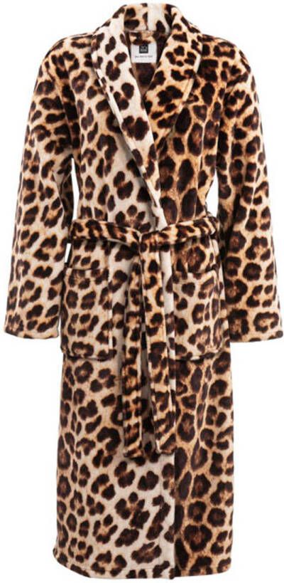 Zo Home Flanel Fleece Badjas Leopard bruin XL
