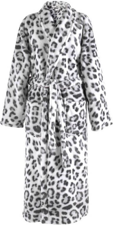 Zo Home Flanel Fleece Badjas Snow Leopard grey L