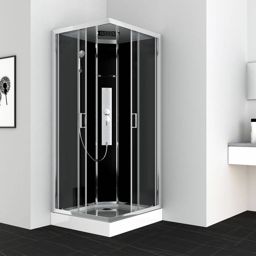 Allibert Douchecabine Gipsy Vierkant Schuifdeur 90x90x225cm Helder Glas Antikalk Mengkraan Hoofddouche en Handdouche