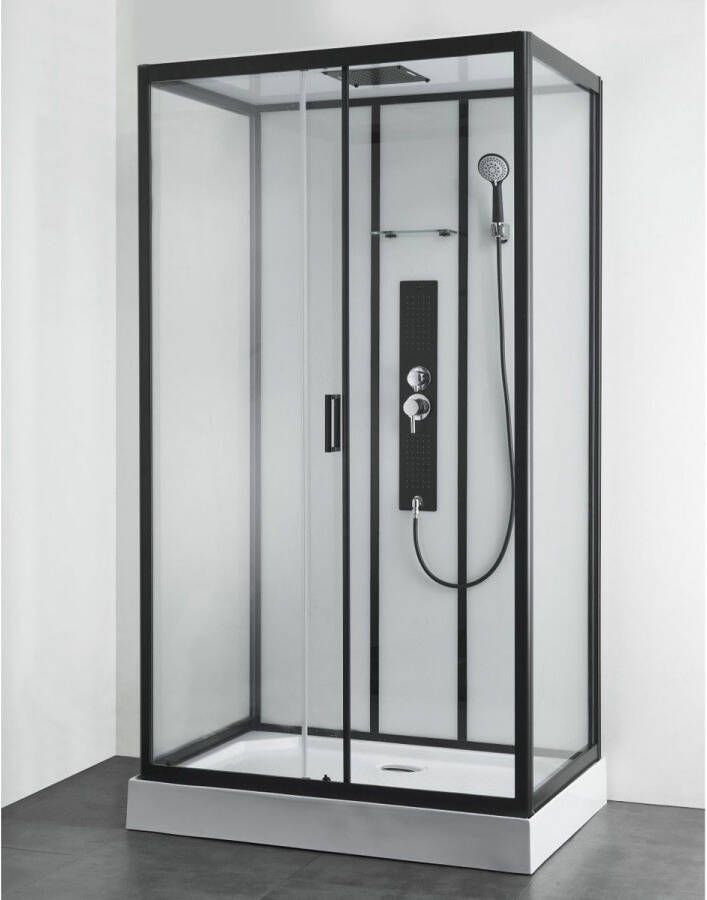 Allibert Douchecabine Uyuni Rechthoek Schuifdeur 120x80x225cm Helder Glas Antikalk Mengkraan Hoofddouche en Handdouche