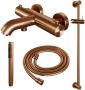 Brauer Badkraan Copper Edition Set 04 Thermostatisch Opbouw Rond Geborsteld Koper PVD 2 Greeps met Wandhouder en Handdouche 3 Standen - Thumbnail 2