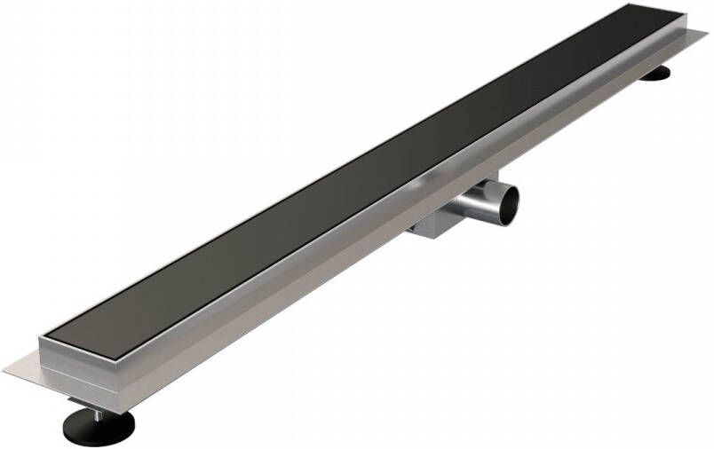 Brauer Douchegoot 100x7.5cm vloerflens tegelinlegrooster omkeerbaar RVS zwart mat DR-MRF100S - Foto 2