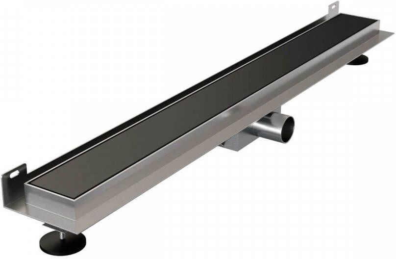 Brauer Douchegoot Mat Zwart Muur Montage Inclusief Vloerflens 70x7 cm Zero Tegelinlegrooster Omkeerbaar - Foto 2