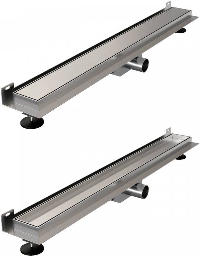 Brauer Douchegoot Geborsteld RVS Muur Montage Inclusief Vloerflens 70x7 cm Zero Tegelinlegrooster Omkeerbaar - Foto 2