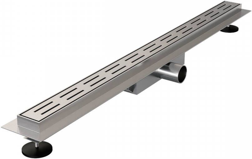 Brauer Douchegoot Small met standaard rooster en flens 5 x 70 RVS geborsteld