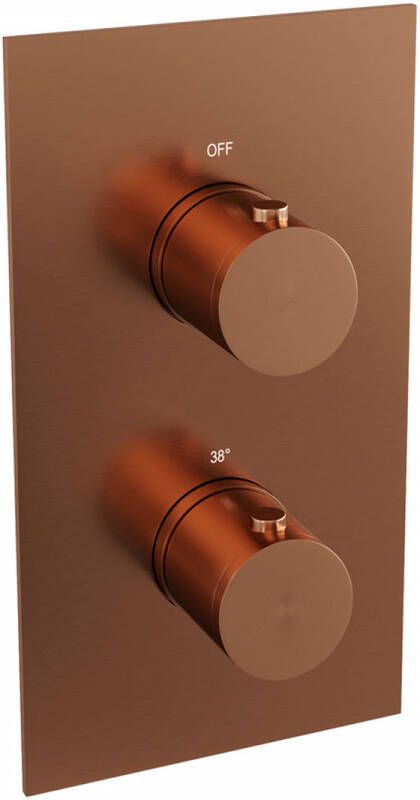 Brauer Copper Edition inbouwthermostaat met inbouwdeel 2 gladde knoppen PVD geborsteld koper 5-GK-5100