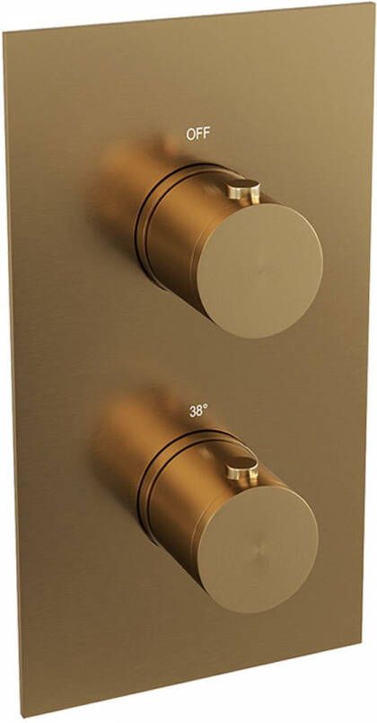 Brauer Gold Edition inbouwthermostaat met inbouwdeel 2 gladde knoppen PVD geborsteld goud 5-GG-5100