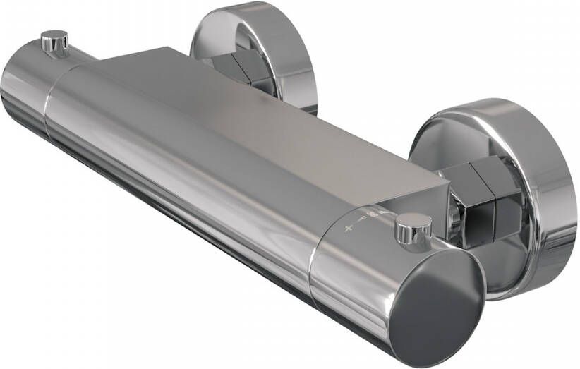 Brauer Douchekraan Stuttgart 5501 15cm Hartafstand Thermostatisch Opbouw Rond Chroom 2 Greeps