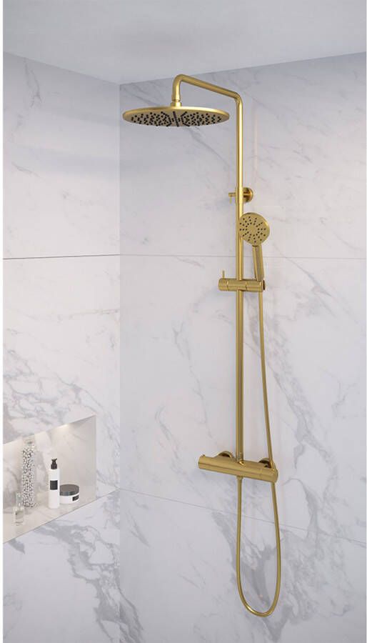 Brauer Gold Edition Regendoucheset opbouw hoofddouche 20cm glijstang handdouche rond 3 standen gladde knoppen PVD geborsteld goud 5-GG-007-2 - Foto 3