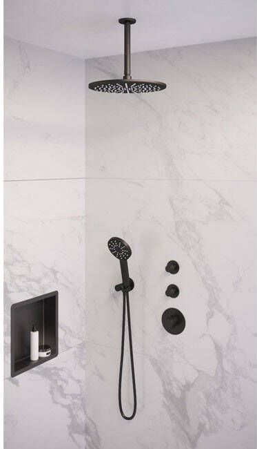 Brauer Black Edition complete inbouw regendouche met 3 standen handdouche plafondarm en hoofddouche 30cm set 12 zwart mat - Foto 2