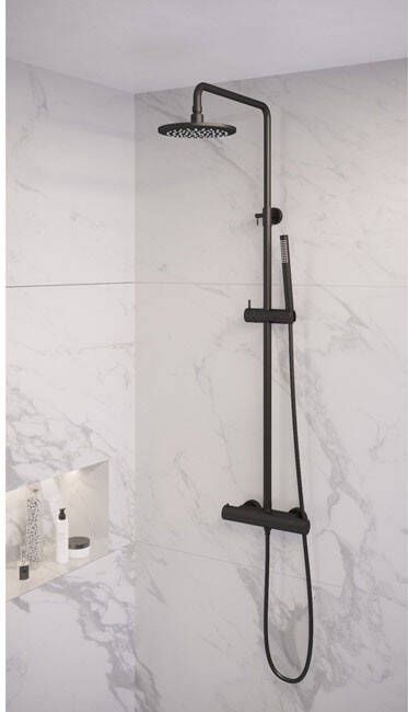 Brauer Black Edition Regendoucheset opbouw hoofddouche 30cm glijstang handdouche rond 3 standen gladde knoppen mat zwart 5-S-007-4 - Foto 3