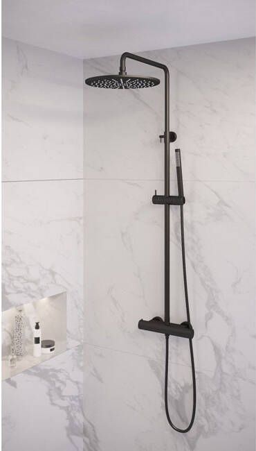 Brauer Black Edition Regendoucheset opbouw hoofddouche 30cm glijstang handdouche staaf 1 stand gladde knoppen mat zwart 5-S-007-3 - Foto 3