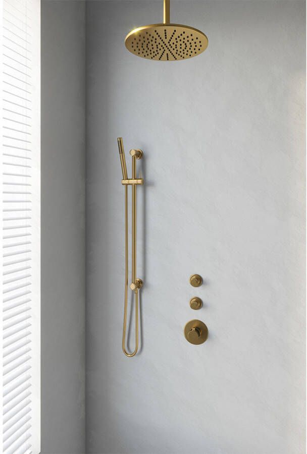 Brauer Gold Edition Thermostatische Inbouw Regendouche Set 24 30cm Douchekop met Plafondarm 3-Standen Handdouche Doucheslang Geïntegreerde Glijstang Goud Geborsteld PVD - Foto 2