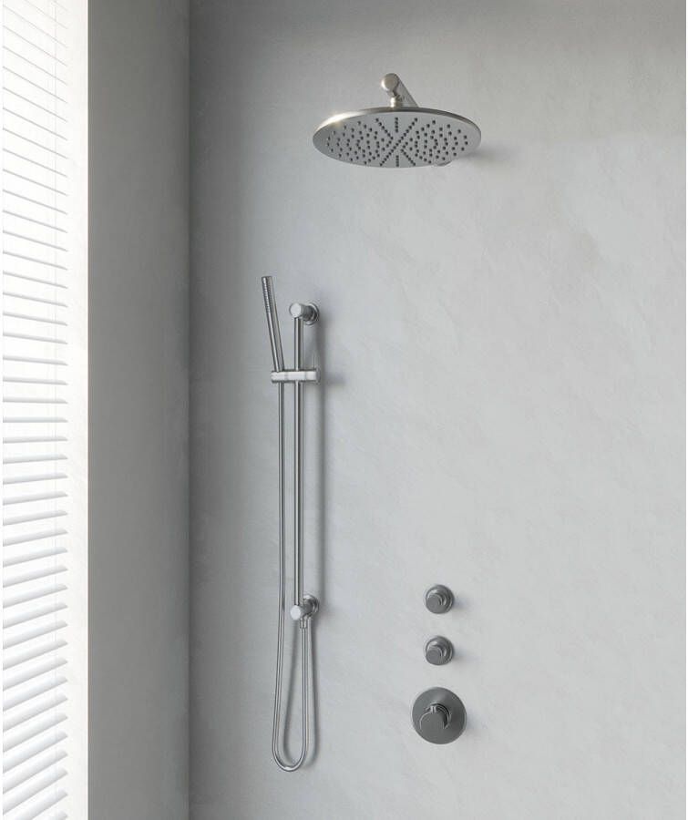 Brauer Brushed Edition Regendoucheset inbouw hoofddouche 30cm Wandarm glijstang met inbouwdeel Gladde knoppen handdouche Rond 3 standen PVD geborsteld RVS 5-NG-081 - Foto 8