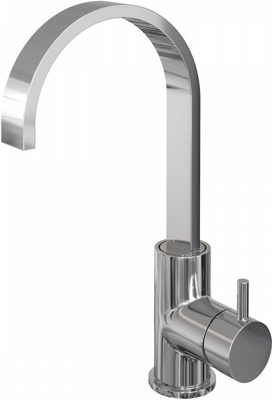 Brauer kranen Brauer Chrome Edition wastafelmengkraan platte uitloop en kleine ronde hendelstaaf chroom