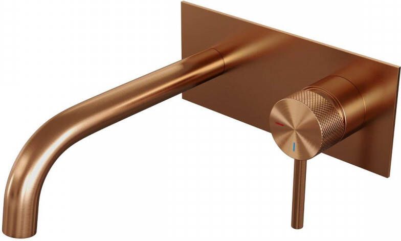 Brauer Wastafelkraan Copper Carving Model A1 Inbouw Mengkraan Geborsteld Koper PVD met Gebogen Uitloop en Rozetten