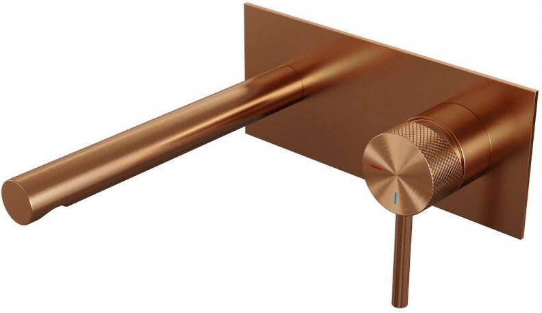 Brauer Wastafelkraan Copper Carving Model A1 Inbouw Mengkraan Geborsteld Koper PVD met Rechte Uitloop en Rozetten