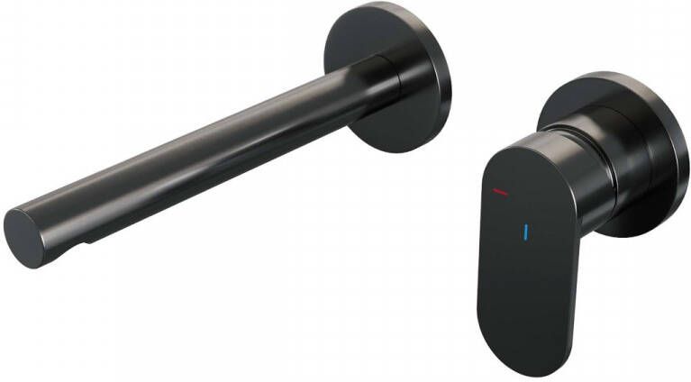 Brauer Gunmetal Edition inbouw wastafelmengkraan met rechte uitloop links en rozetten model C1 Gunmetal geborsteld PVD 5-GM-004-S3-65