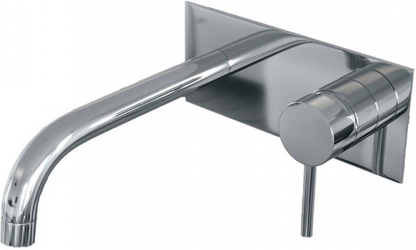 Brauer Chrome Edition Wastafelmengkraan inbouw gebogen uitloop links hendel lang smal afdekplaat model A 1 chroom 5-CE-004-B2 - Foto 3