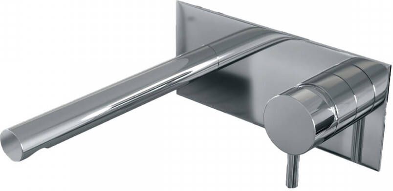 Brauer Chrome Edition Wastafelmengkraan inbouw rechte uitloop links korte smalle gladde hendel afdekplaat model B 1 chroom 5-CE-004-S5 - Foto 2