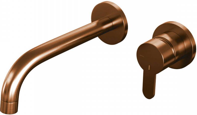 Brauer Copper Edition Wastafelmengkraan inbouw gebogen uitloop links hendel plat smal afdekplaat model D 1 PVD geborsteld koper 5-GK-004-B4 - Foto 2