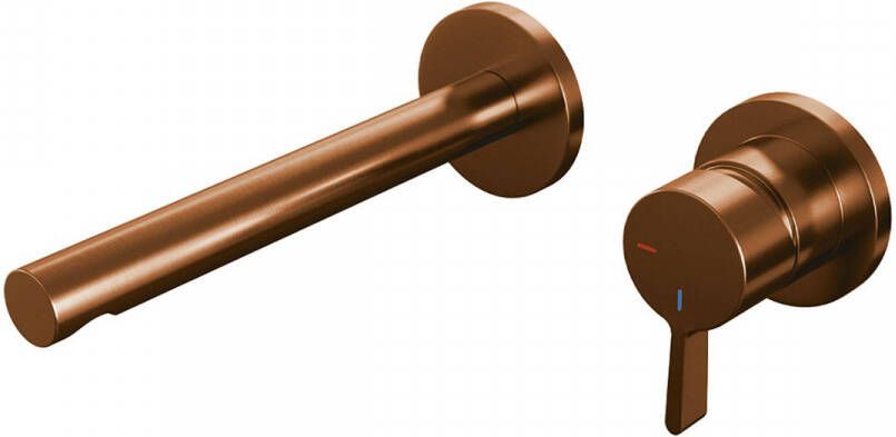 Brauer Copper Edition Wastafelmengkraan inbouw rechte uitloop links hendel middel dik model E 1 PVD geborsteld koper 5-GK-004-S1-65