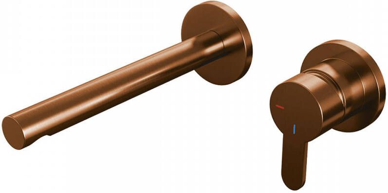 Brauer Wastafelkraan Inbouw Copper Edition S4 Coldstart Mengkraan Rond Geborsteld Koper PVD 1 Greeps met Achterplaat