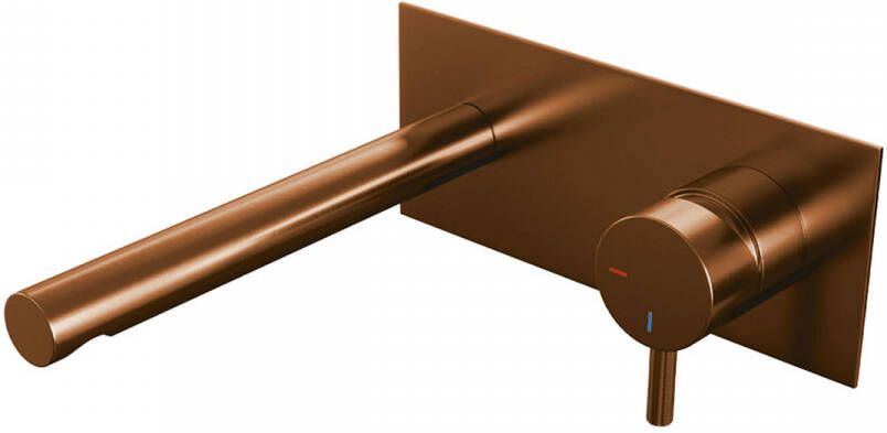 Brauer Inbouw Wastafelmengkraan Copper Edition Coldstart Rechte Uitloop Korte Ronde Hendel Rechts Geborsteld Koper PVD Met Rozetten - Foto 2
