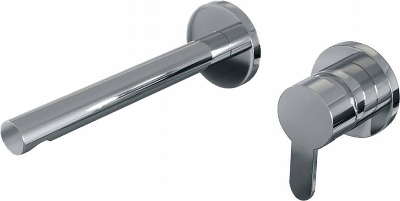 Brauer Inbouw Wastafelmengkraan Chrome Edition Coldstart Rechte Uitloop Korte Platte Hendel Rechts Chroom Met Rozetten