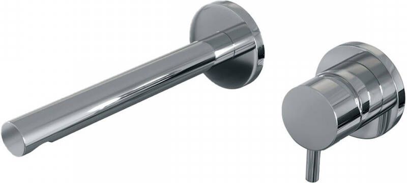 Brauer Inbouw Wastafelmengkraan Chrome Edition Coldstart Rechte Uitloop Korte Ronde Hendel Rechts Chroom Met Rozetten