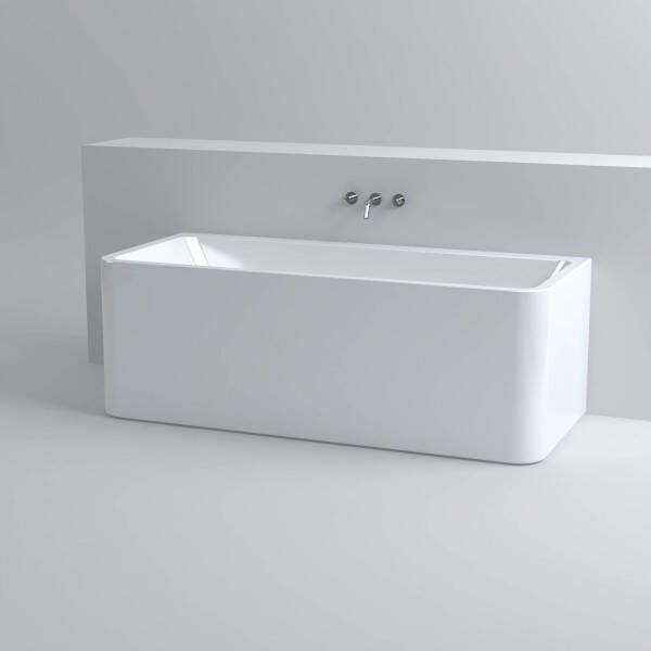 Clou InBe Ligbad Wandmodel Rechthoekig 172x74x60.5 cm Acryl Wit Met Overloop Chroom - Foto 2