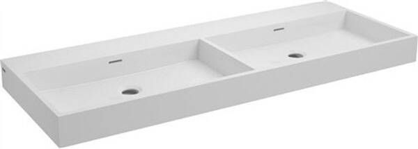 Clou Wastafel Match Me Dubbel Rechthoek 110x42x8cm Aluite Wit 6 Voorbewerkte Kraangaten Overloop