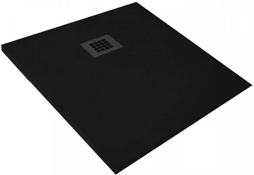 Creavit Douchebak Veroni Slate Flat Vierkant 90x90x3cm Composietsteen Zwart