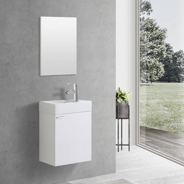 Creavit Toiletmeubel Aloni Hangend Rechtsdraaiend 40x60x22cm MDF Wit Softclose Keramiek Wasbak - Foto 2