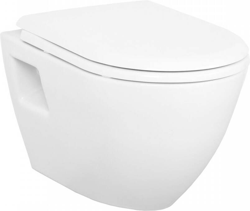 Creavit Toiletpot Hangend 35.5x49.8x40cm Wandcloset Keramiek Glans Wit Diepspoel met Spoelrand