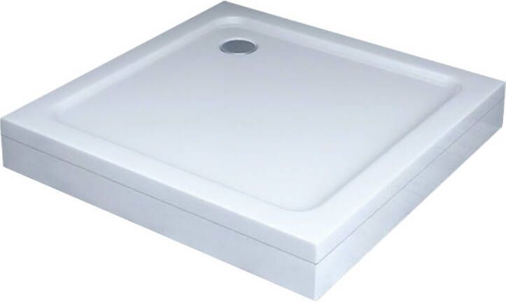 Diamond Line Douchebak Smooth Hoog Vierkant 100x100x16.5 SMC Wit Met Potenset en Afneembaar Paneel