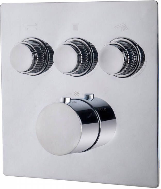 Diamond Line Douchekraan Caral Klik Pro Afbouwdeel Thermostatisch Inbouw Glans Chroom 3-weg