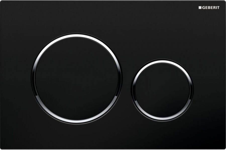 Geberit Sigma20 bedieningplaat 2-toets spoeling frontbediening voor toilet 24.6x16.4cm zwart chroom 115882KM1