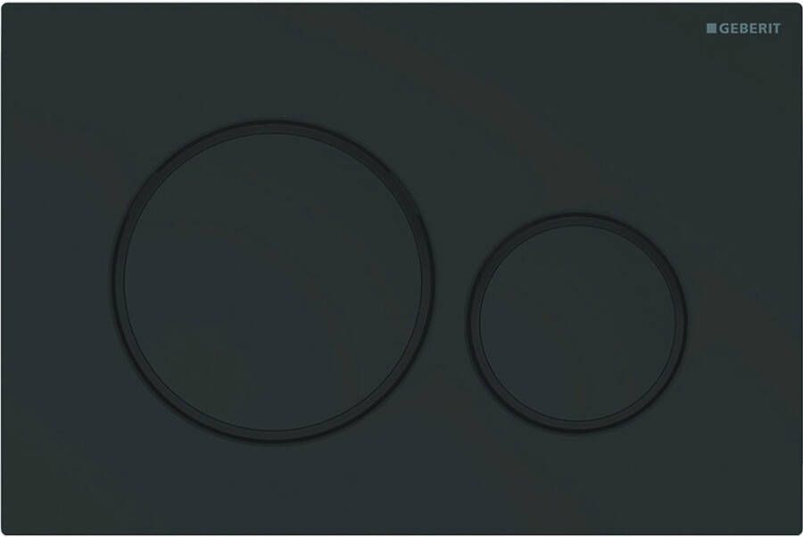 Geberit Sigma20 bedieningspaneel 2-knops plaat zwart mat gelakt knoppen zwart mat gelakt ringen zwartkleurig