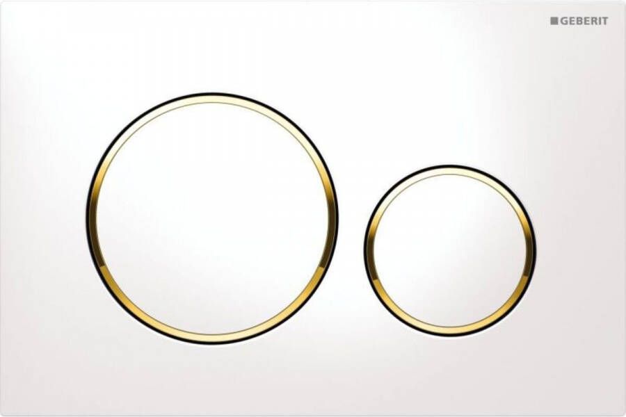 Geberit Sigma20 bedieningplaat 2-toets spoeling frontbediening voor toilet 24.6x16.4cm wit goud wit 115882KK1