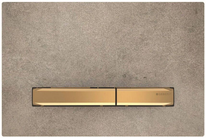Geberit Sigma50 bedieningplaat 2-toets spoeling frontbediening voor toilet 24.6x16.4cm messing betonlook 115672JV2