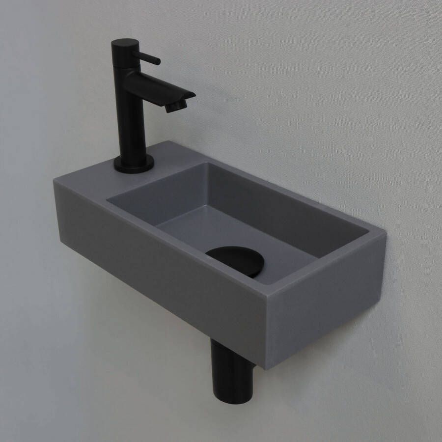 INK Versus fonteinpack inclusief quartz fontein met afzetplateau l s fonte raan designsifon designplug en montageset 36x9x18 cm quartz grijs