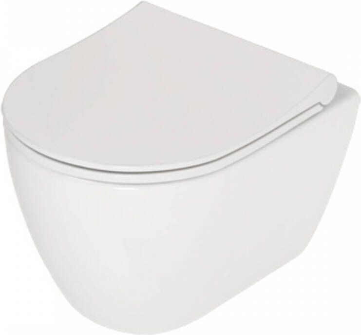 Plieger Toiletpot Hangend Lima 26.6x49x32cm Wandcloset Keramiek Glans Wit Diepspoel Rimless met Softclose en Quickrelease Toiletzitting - Foto 2