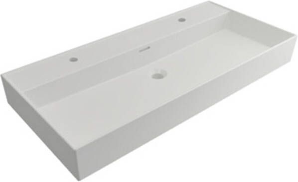 Plieger Wastafel Kansas 2 Kraangaten met Overloop 100x46 6 cm (Mat Wit en Mat Zwart) - Foto 3