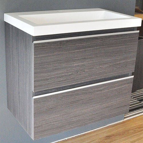 Wiesbaden Badkamermeubel Onderkast Luxa Hangend 60x50x35cm MDF Houtnerf Grijs Softclose Greeploos