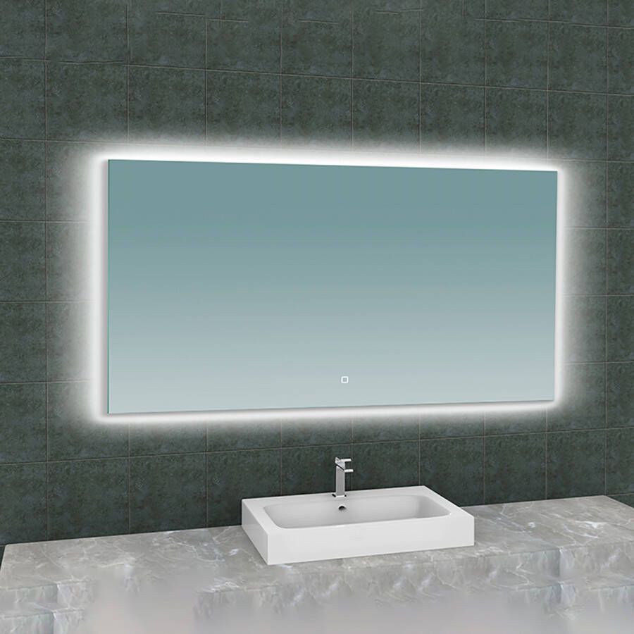Wiesbaden Badkamerspiegel Soulspiegel Rechthoek 140x80cm Geintegreerde LED Verlichting Verwarming Anti Condens Lichtschakelaar Dimbaar