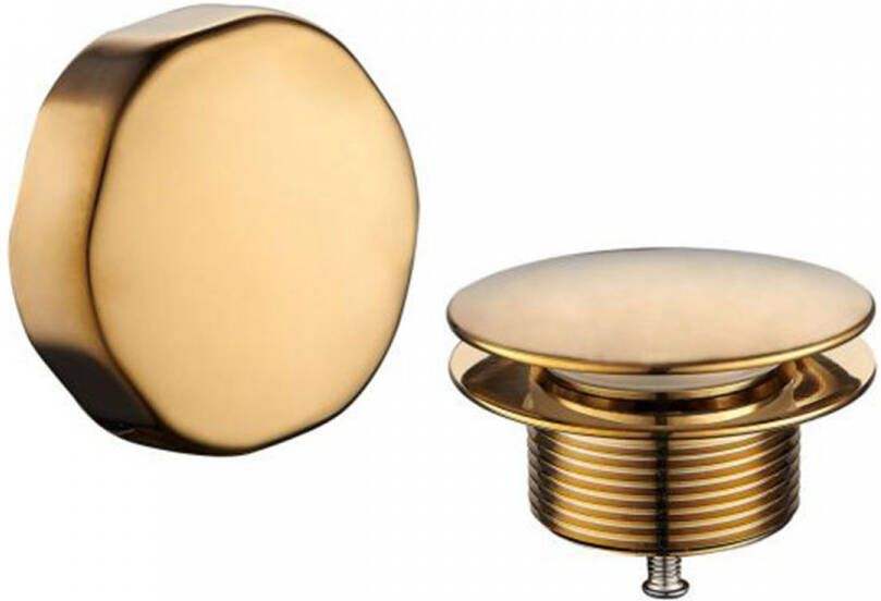 Wiesbaden Knop Plug Doblar | Incl.Waste voor badplug overloop combinatie | Geborsteld messing PVD - Foto 2